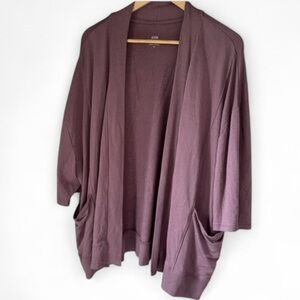 Zuda cardigan Rose Taupe Z-Knit Open Front Topper pink purple XL